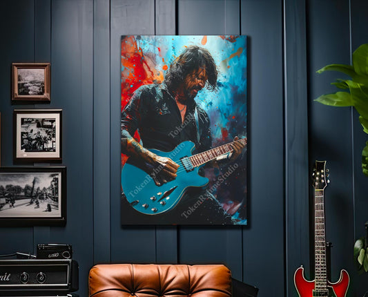 Dave Grohl Stretched Canvas Print - Foo Fighters