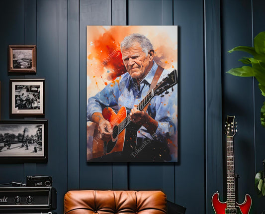 Doc Watson Stretched Canvas Print