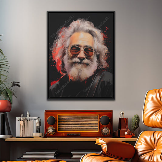 Jerry Garcia Framed Gallery Canvas Print