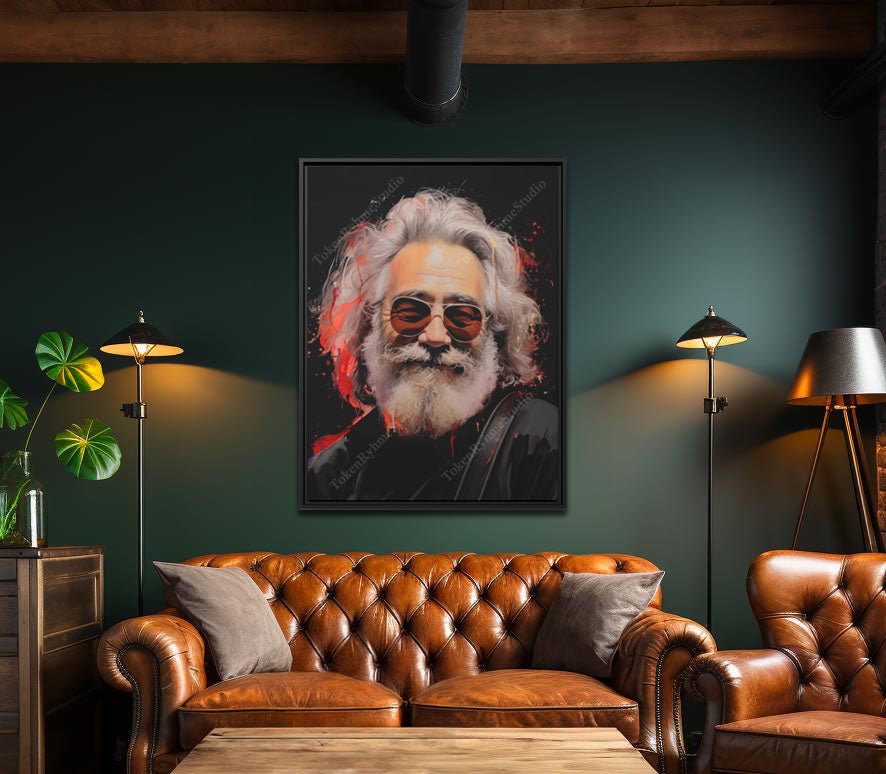 Jerry Garcia Framed Gallery Canvas Print