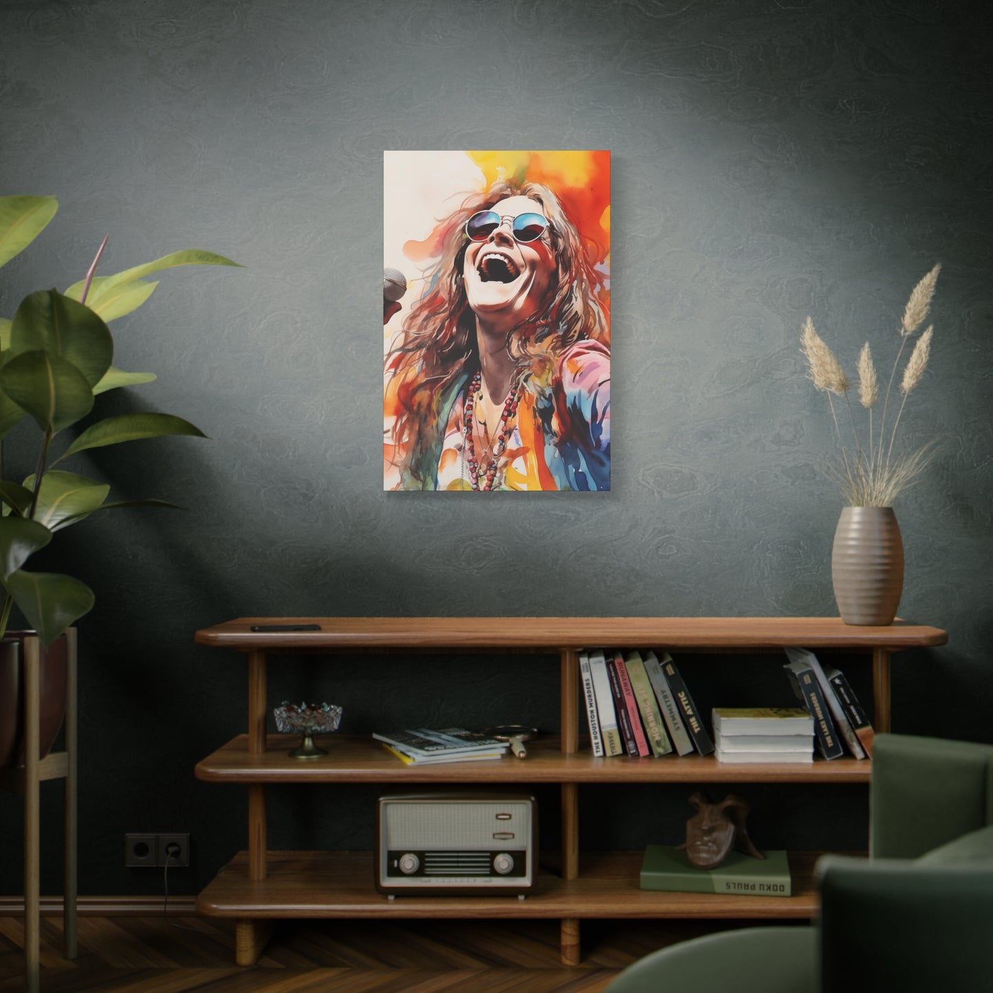 Janis Joplin Stretched Canvas Print