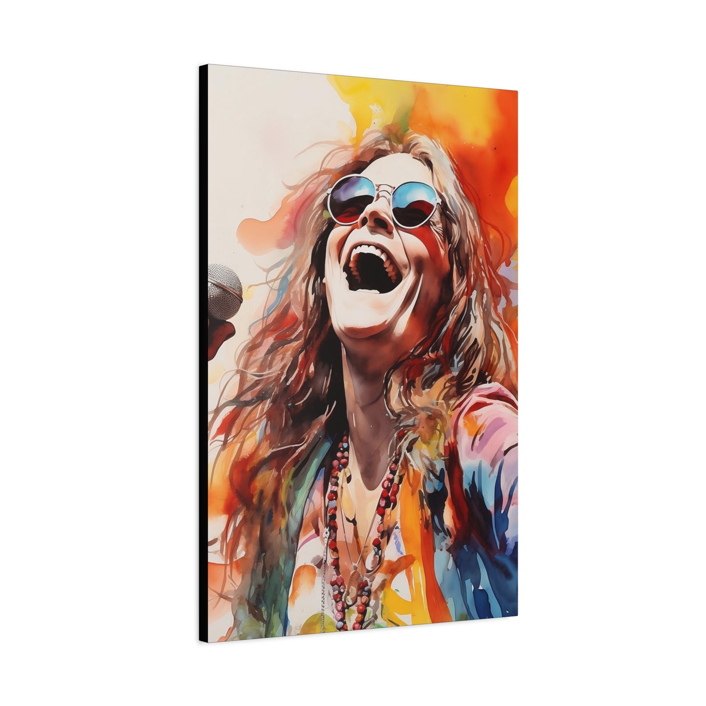 Janis Joplin Stretched Canvas Print