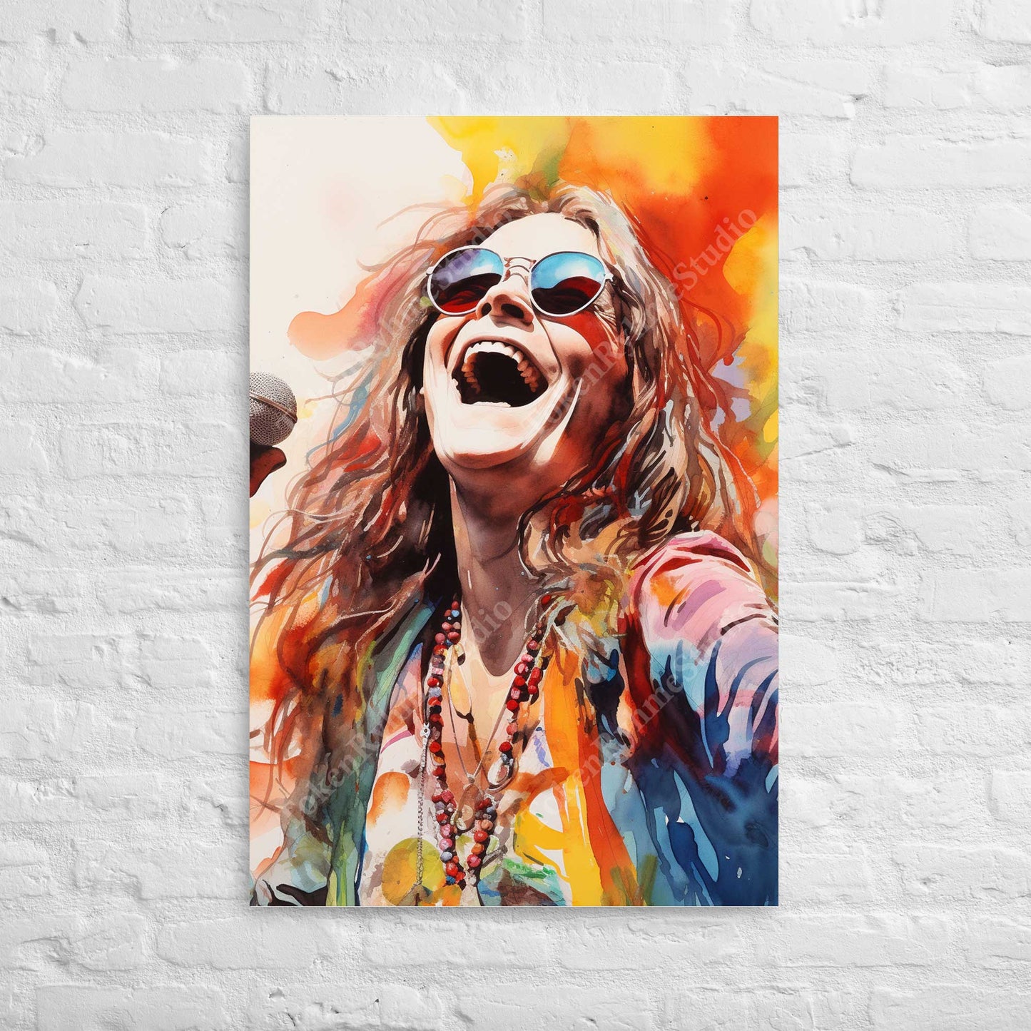 Janis Joplin Stretched Canvas Print