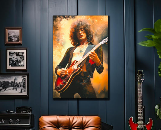 Jimmy Page Stretched Canvas Print - Led Zeppelin