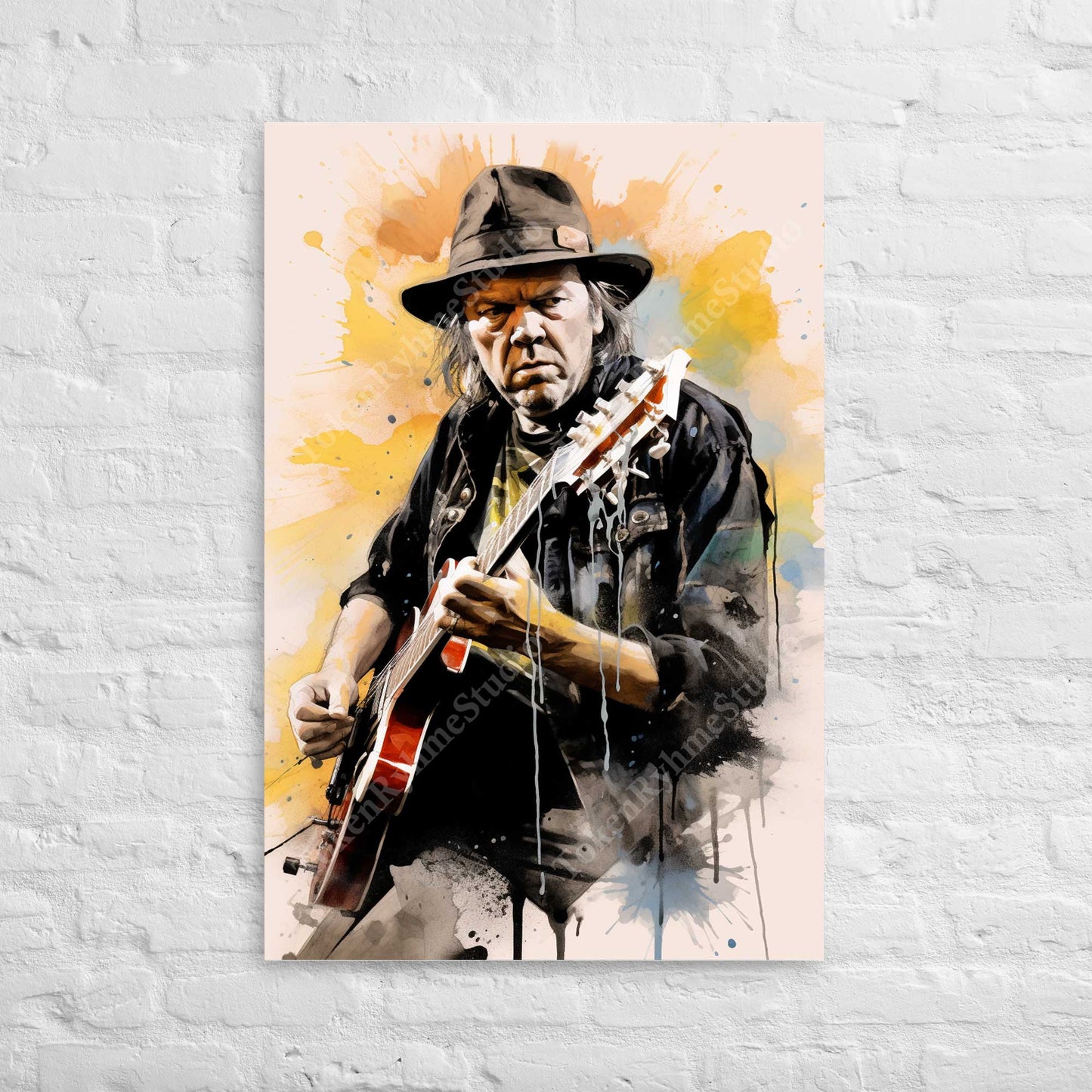 Neil Young Stretched Canvas Print