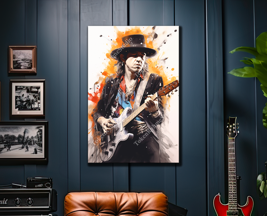 Stevie Ray Vaughan Stretched Canvas Print