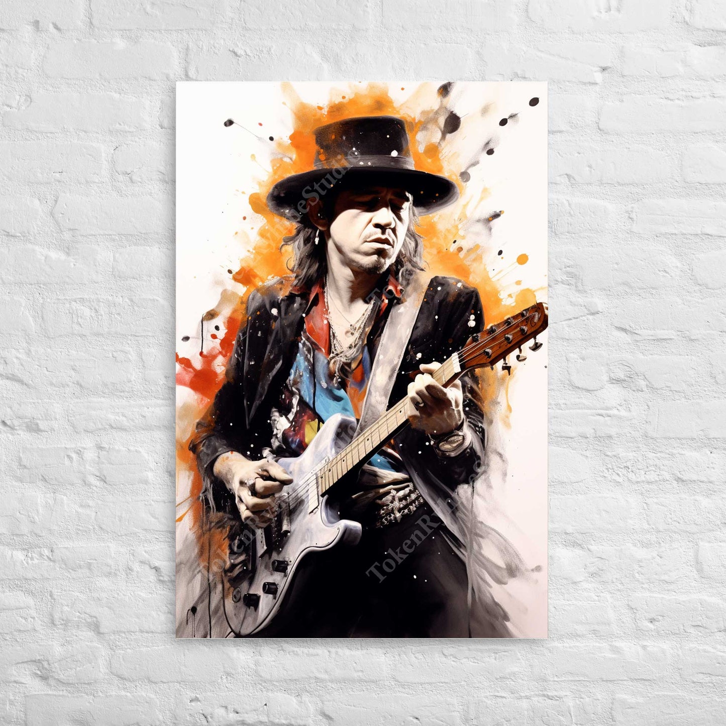 Stevie Ray Vaughan Stretched Canvas Print